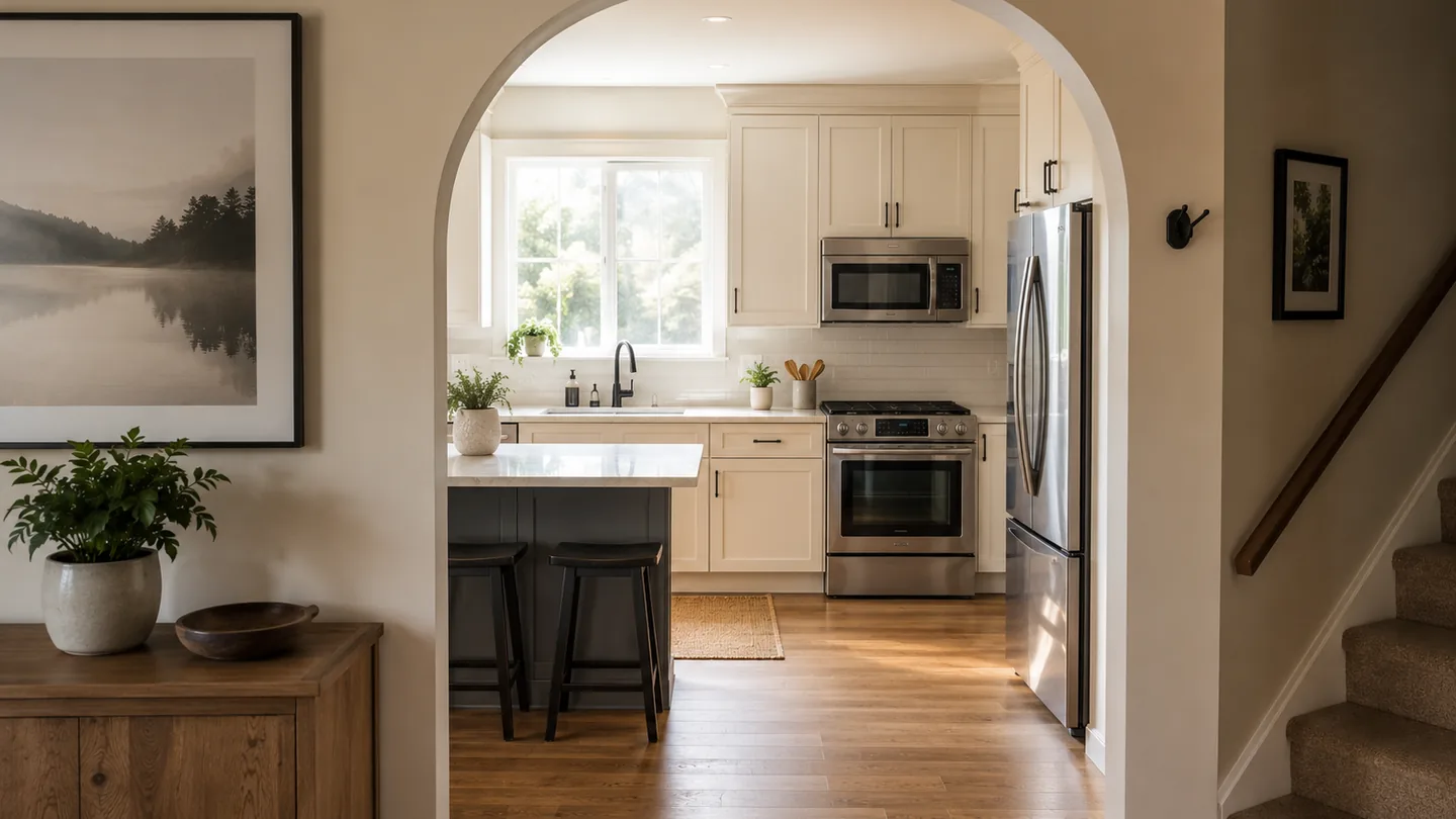 Warm residential kitchen interior