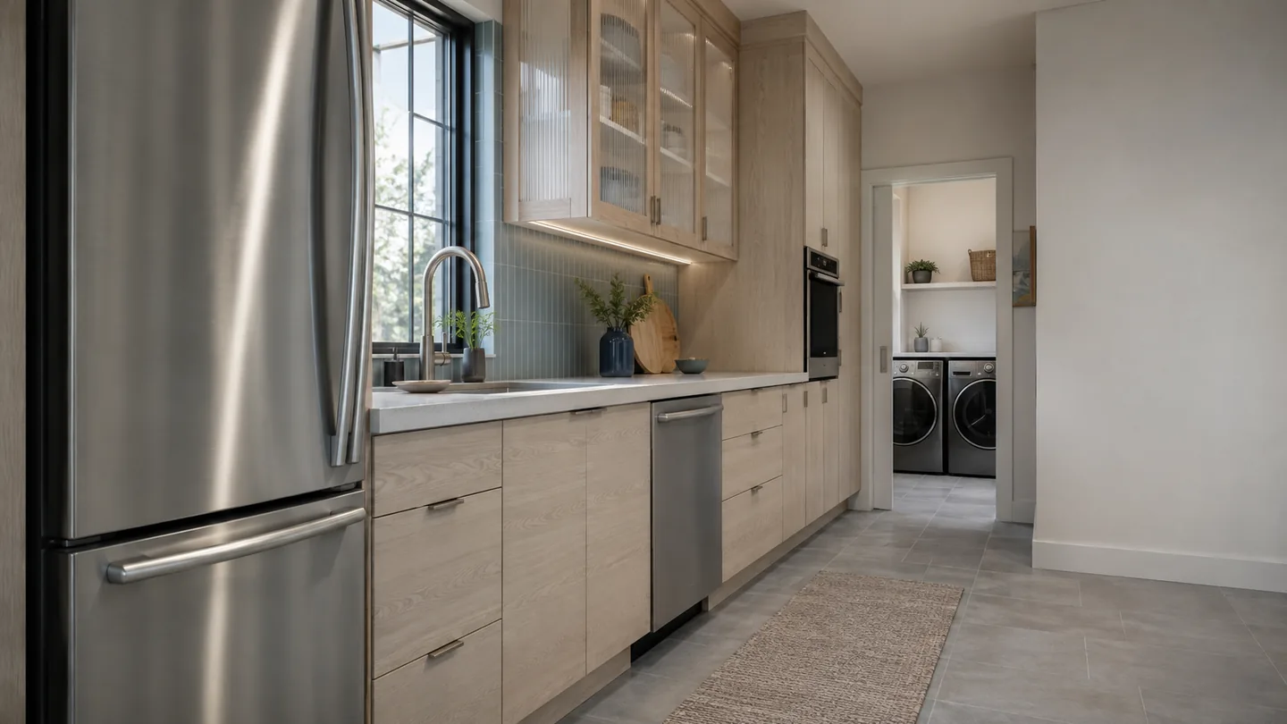 Modern kitchen and laundry appliances representing broad brand coverage