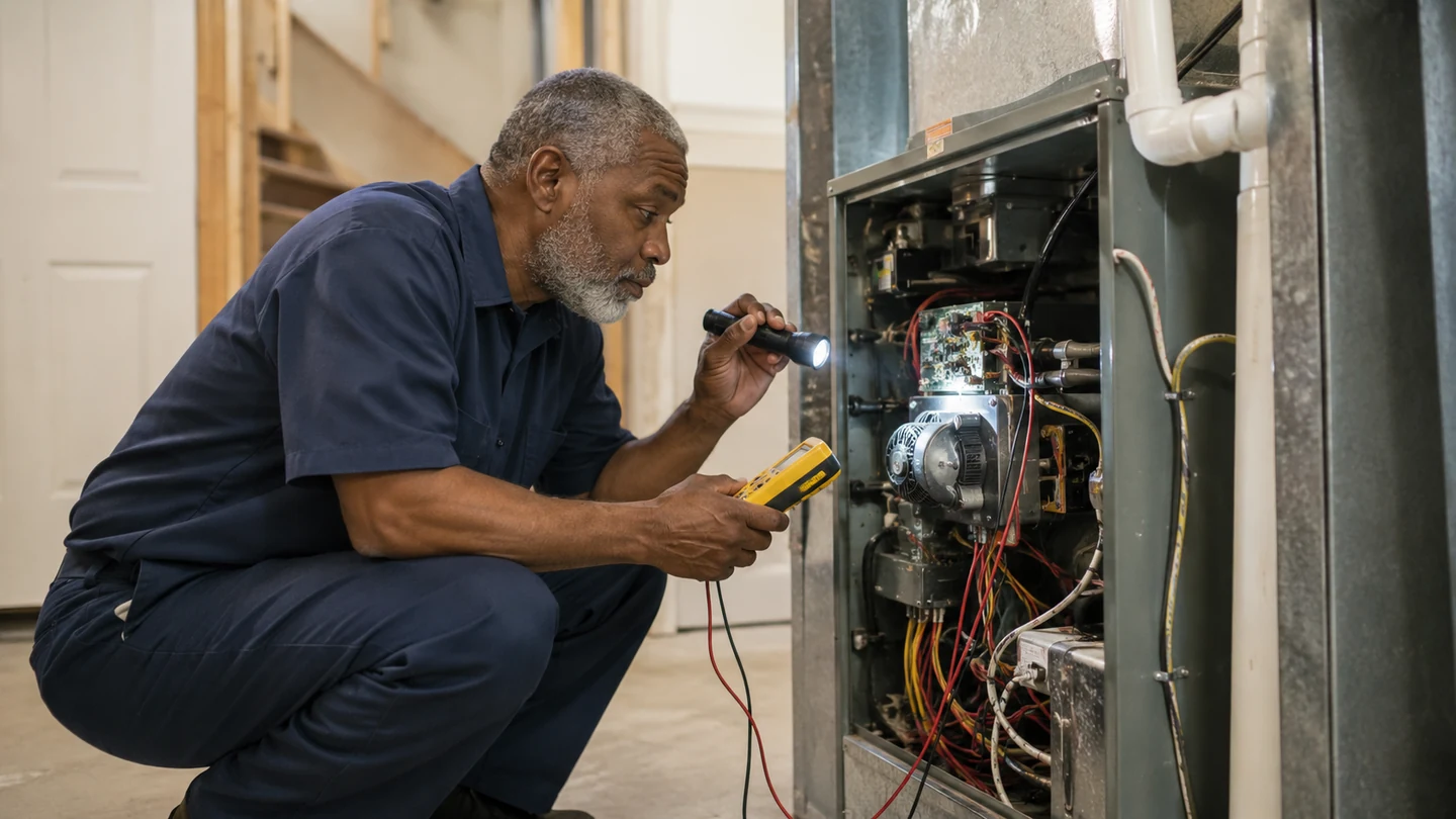Close furnace component inspection for a Mississauga heating repair request